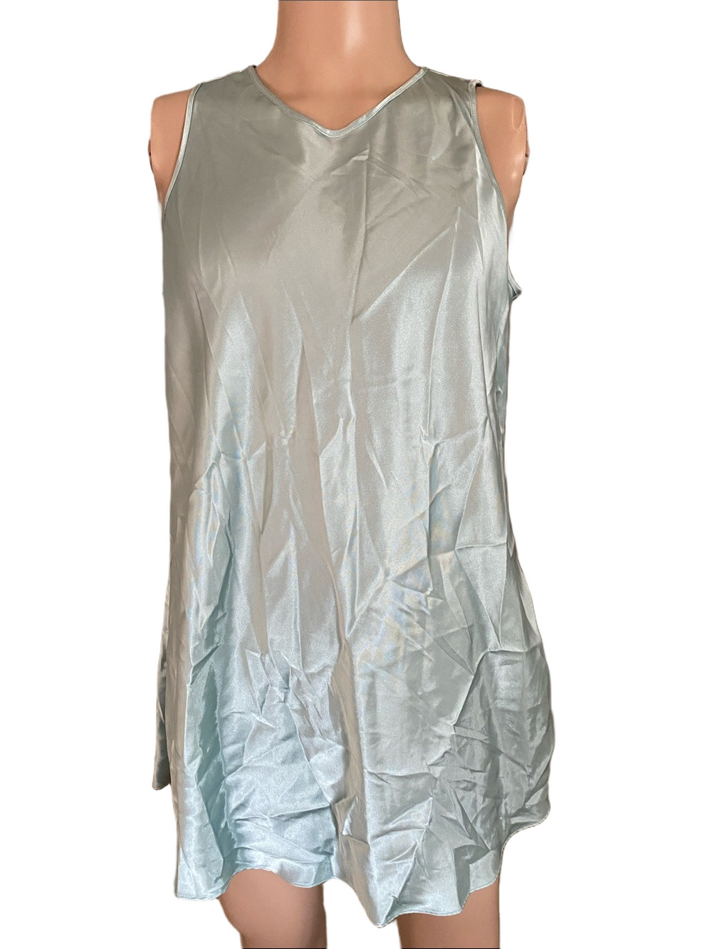 Andrea Viccaro vintage Sleeveless Satin Shift Dress in Light Aqua